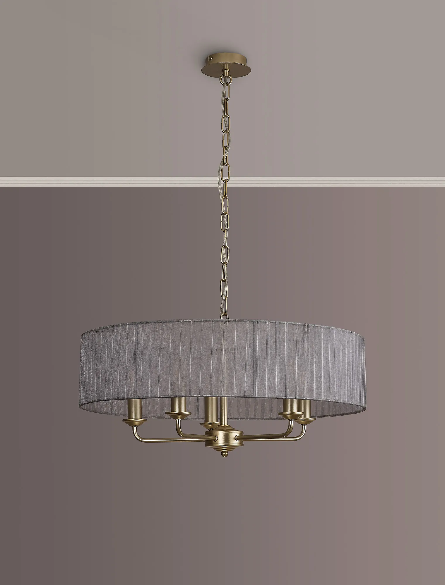 Banyan 45cm 3 Light Pendant Champagne Gold, Grey DK0966  Deco Banyan CG GR